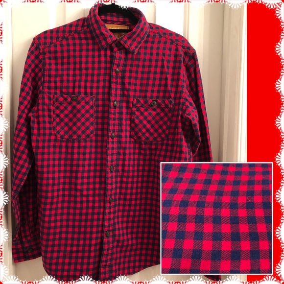Red Camel Other - Red & Navy Blue Plaid Flannel Red Camel Shirt